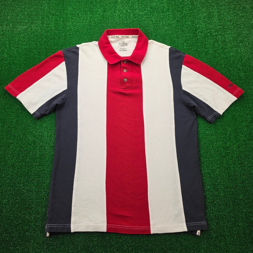 RedHead Bass Pro Shops Vertical Colorblock Golf Polo Shirt Mens Large Outdoors